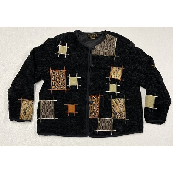 Alex Kim Jackets & Blazers - Vintage Alex Kim Embroidered Jacket Blazer Style Black Patches Women's Large